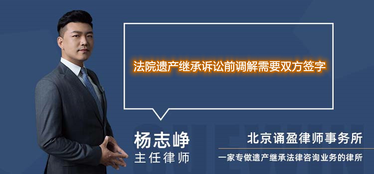 法院遗产继承诉讼前调解需要双方签字 